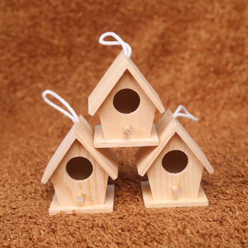 Creative Wooden Hummingbird House With Hanging Rope Home Gardening Decoration Bird's Small Hot Nest Diy Types Wall-mounted