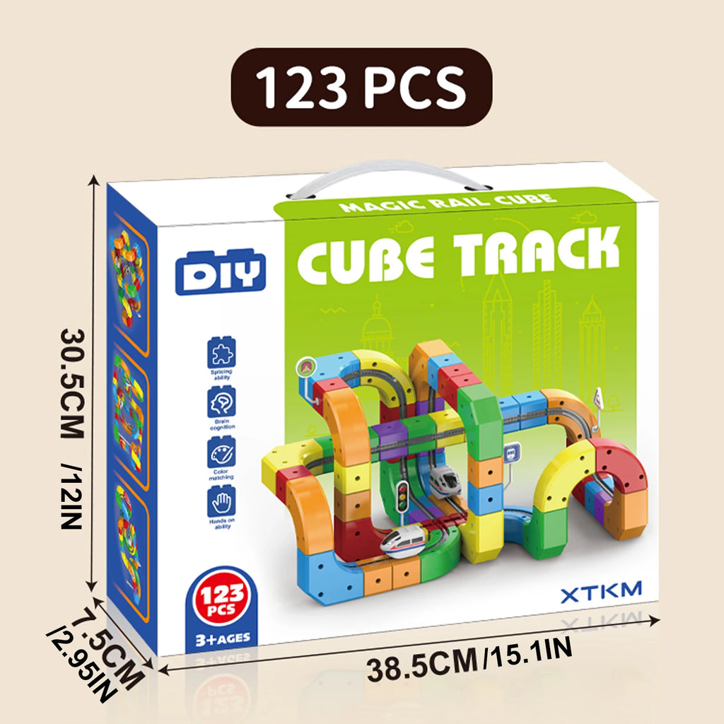 Electric Magnetic Track Set with Anti-Gravity Vehicles 100+ Pieces STEM Building Toys DIY Railway Toy Gift Box For Kids Gift