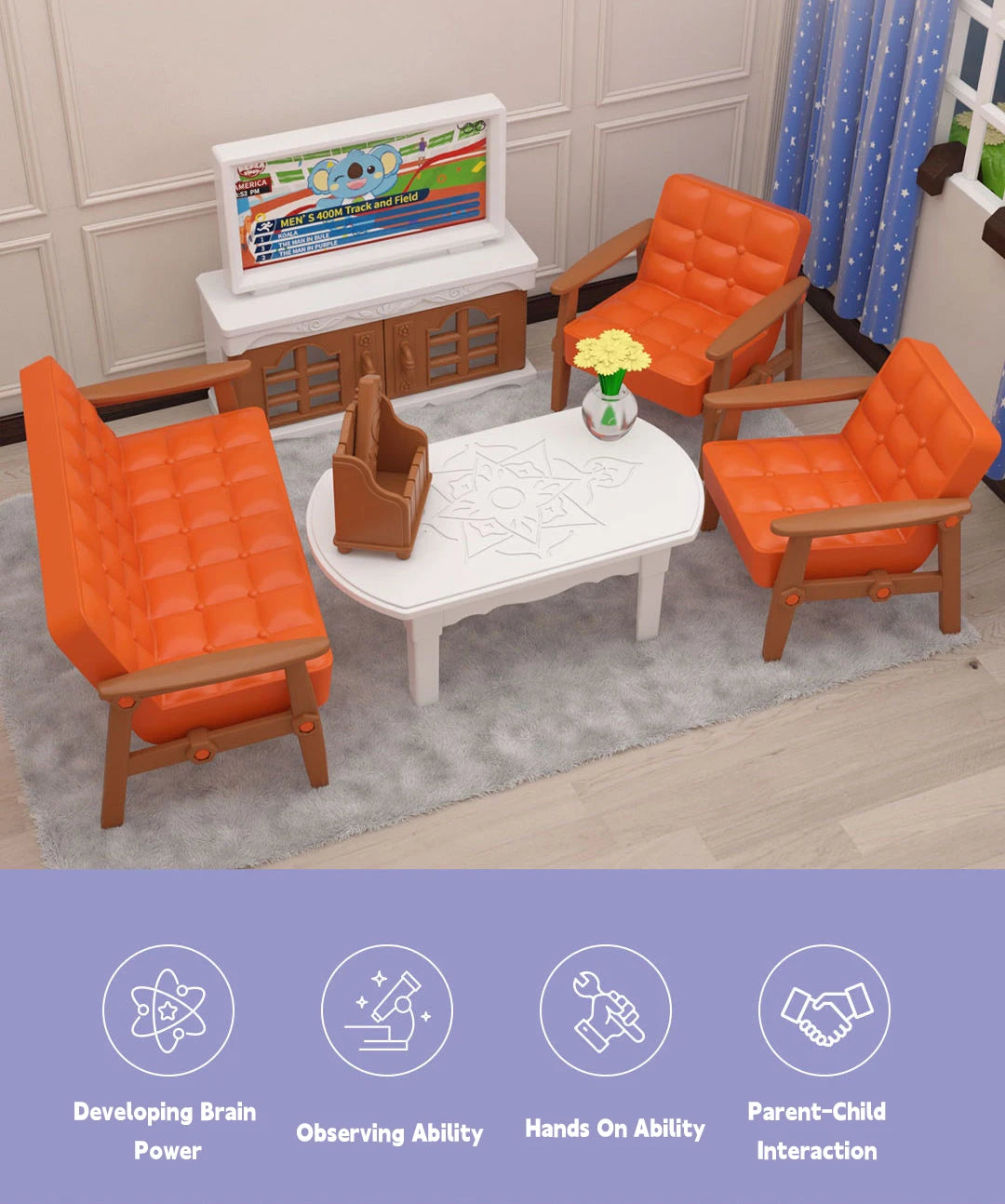 1/12 Dollhouse Furniture Living Bedroom Kitchen Bathroom Set Forest Animal Family Miniature Simulation Doll Accessories DIY Toy