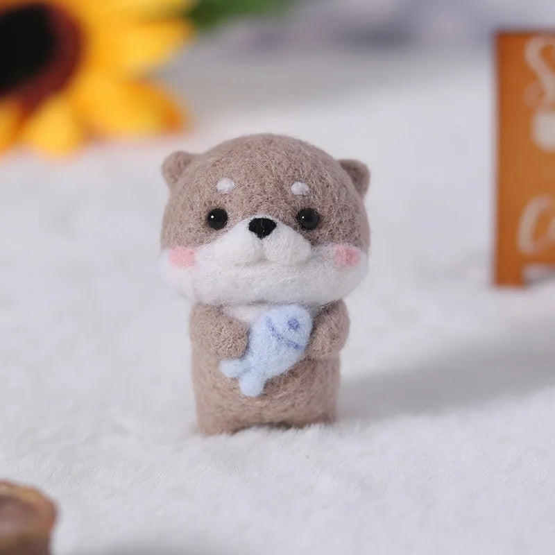 1PC Cute Animal Capybara Non-finish Wool Felting Material for DIY Doll Pendant Gifts Animal Handmade Arts Crafts Wool Felt  Kit