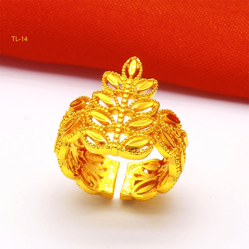 ANIID Dubai Gold Color Ring For Women Resizable Brazilian Wedding Bride Arabic Ethiopian Finger Ring Nigerian Jewellery Moroccan