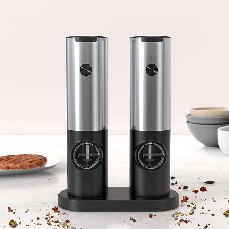 1/2pcs Automatic Pepper Grinder Salt And Pepper Grinder USB Rechargeable Adjustable Coarseness Spice Mill for Kitchen Tool