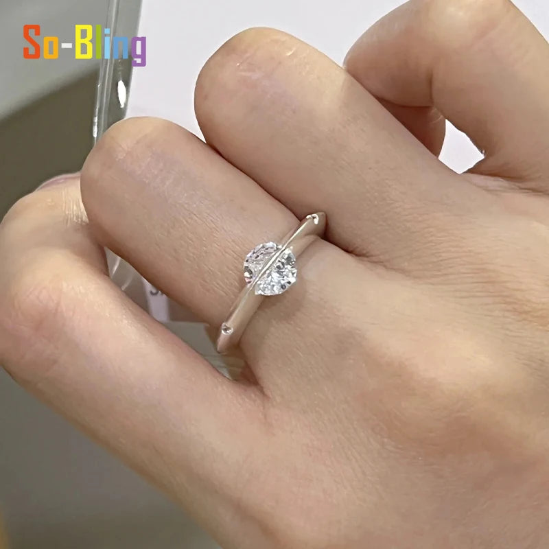 So-Bling 925 Sterling Silver Moissanite Rings Rotating Universe Star Ring with White Gold Plated Lab Diamond Eternity Band Rings