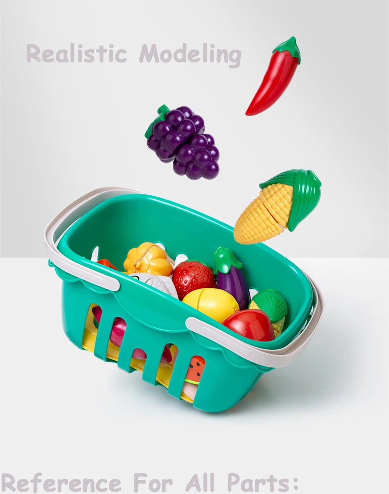 Cutting Play Food Toy for Kids Kitchen Pretend Fruit &Vegetable Accessories Educational Toy for Toddler Children Gift