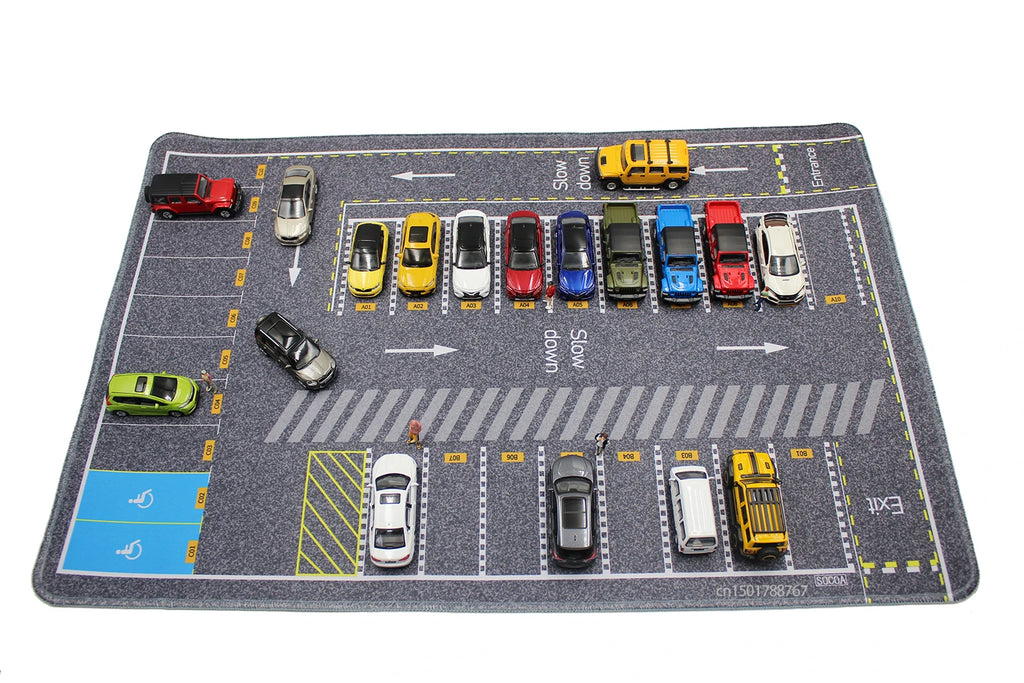 1:64 Scale Parking Road Garage Football Field Toy Mat Mouse Pad For Diecast Car Model Dolls Scene Display