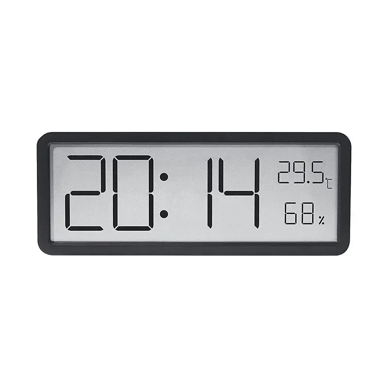 LCD Digital Wall Clock Time Temperature Humidity Display Electronic Desk Clock Battery Powered Home Office Decor