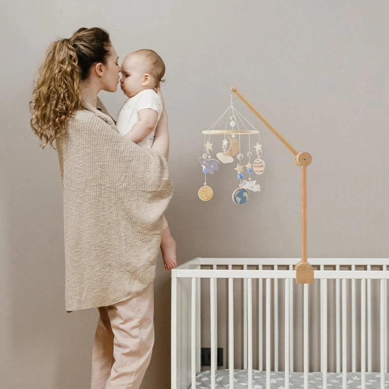 Baby Crib Cartoon Bear Mobile Rattle Toy January To December Hanging Bed Bell Newborn Soothing Toy Moving Musical Toy Baby Gift