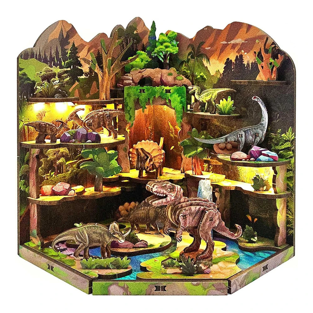 DIY Wooden Blocks Dinosaur Secret Realm 3D Wooden Puzzle Stereo Model Beginner Friendly Stress Relief Handmade Toys for Adults
