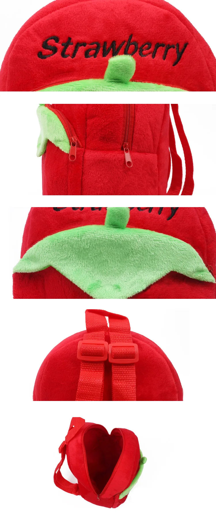 Cute Strawberry Plush Backpack Cartoon Animal Mini School Bags Candy Bag for Kids Baby Girl Boy Gift 1-3 Years