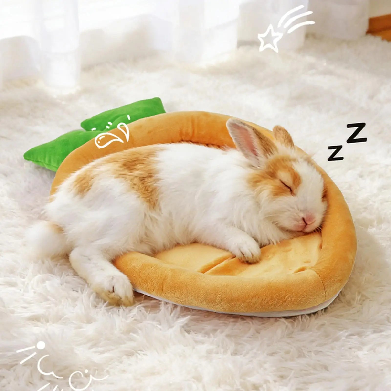 Warm Carrot Shaped Bunny Mat Soft Breathable Cute Sofa Mat for Pet Small Animal Hamster Bunny Puppy Kitty Sleeping Bed Mat