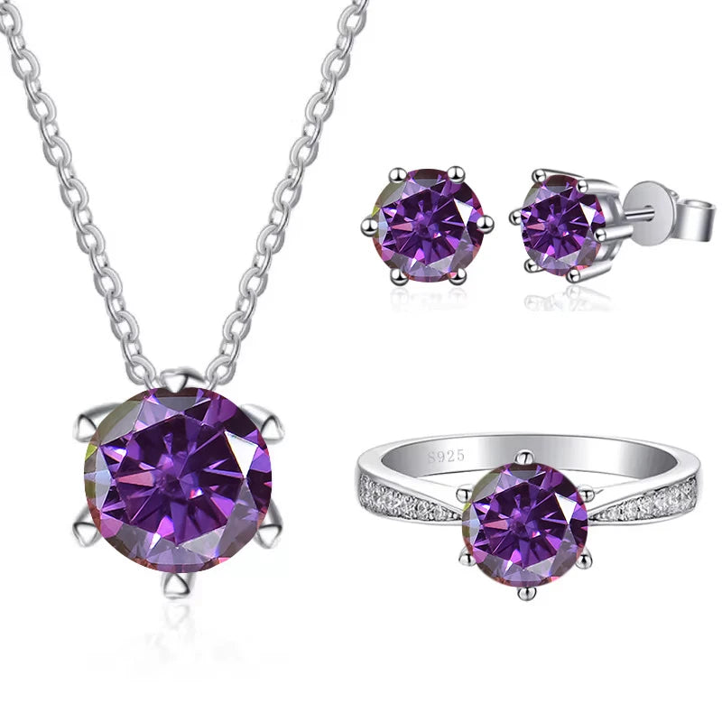 JoyceJelly Moissanite Jewelry Set With 1CT D Color VVS 3EX moissanite stone pass diamond test Wedding Luxury Fine Jewelry gift