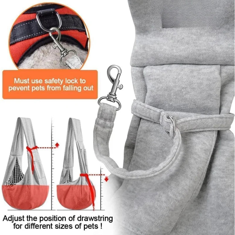 Gray Small Dog Chest Carrier Portable Classic Pocket Shoulder Strap Design for Outings Suitable for 3-10kg Dogs