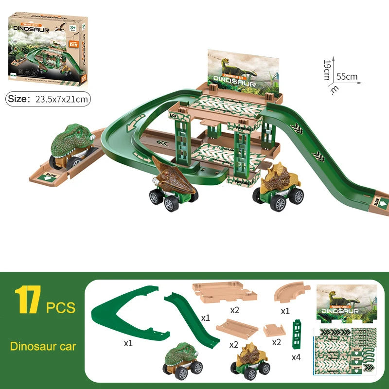 Track Parking Lot Toys Multi-Storey Rail Car Parking Building Fire Police Engineering Vehicle Car Children's Toys