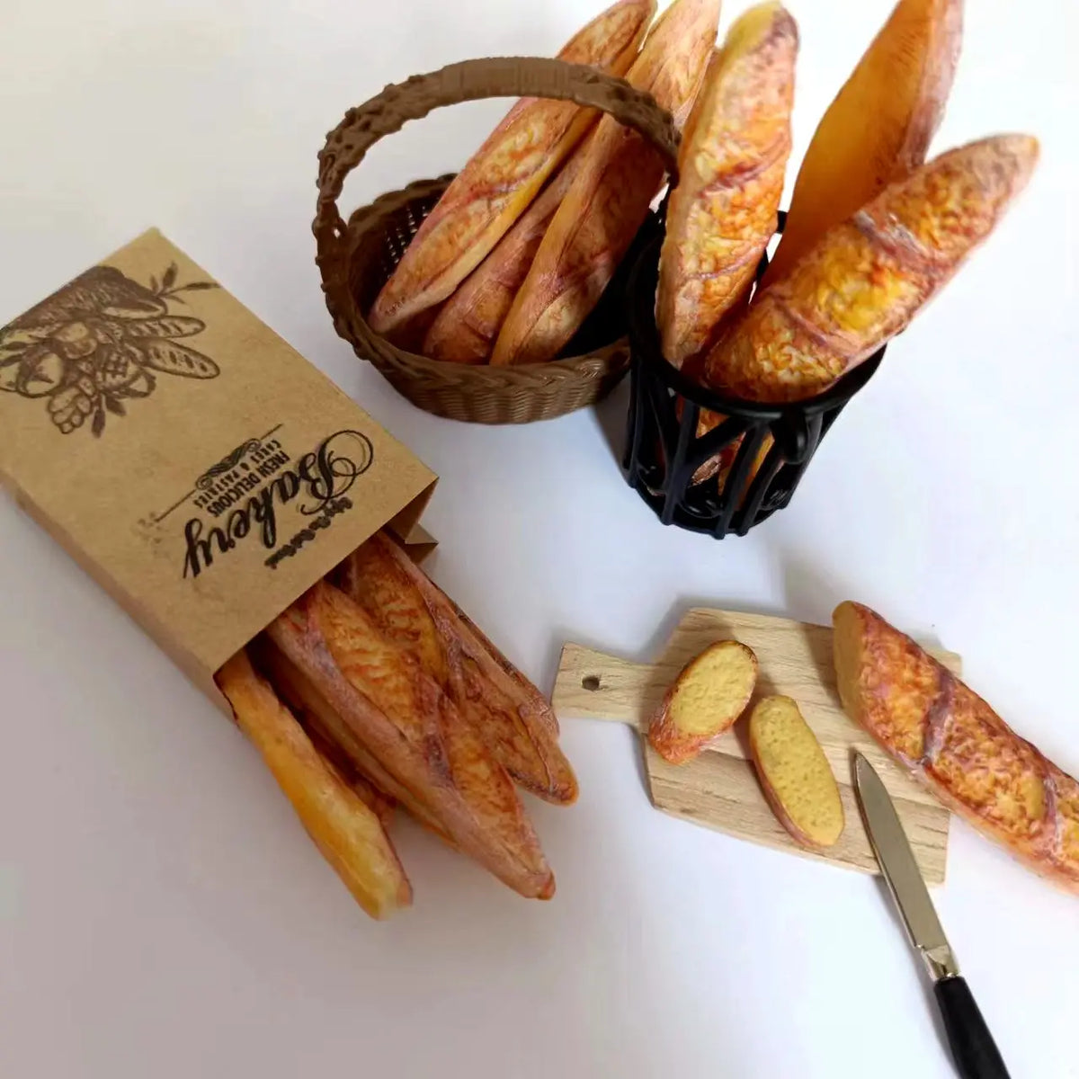 NEW Handmade 1/6 Scale Dollhouse Miniature Baguette Simulation Toys Mini Clay Bread for Blyth OB11 BJD Kitchen Accessories