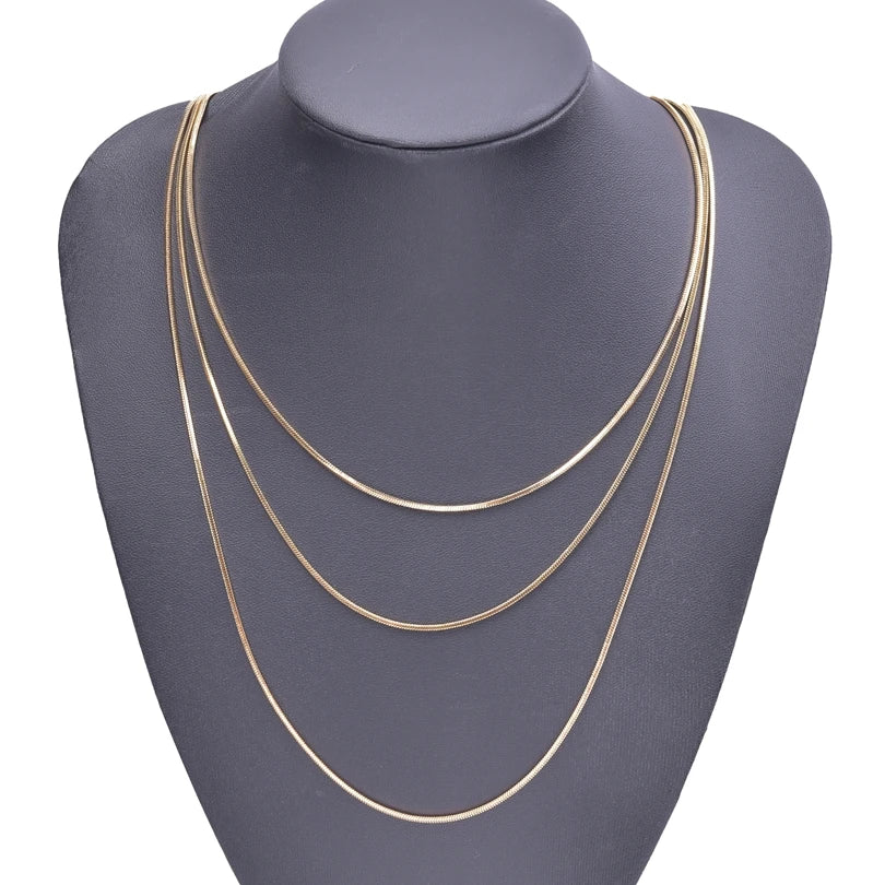 10pcs 1.2mm Round Snake Chains Necklace Jewelry 45/50/60/70cm Length 5 Colors Unisex Stainless Steel Necklace Women Men Jewelry