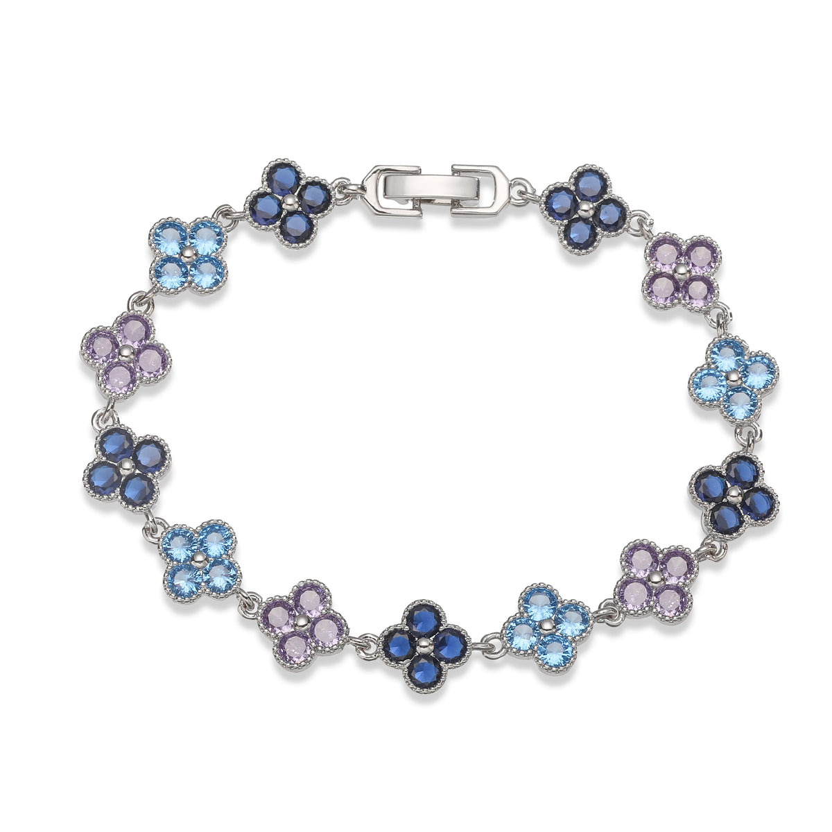 Multi-Color Women's Zircon Flower Delicate Bracelet/Necklace Rainbow Jewelry Gift Optional Mix-and-Match 1 Pcs