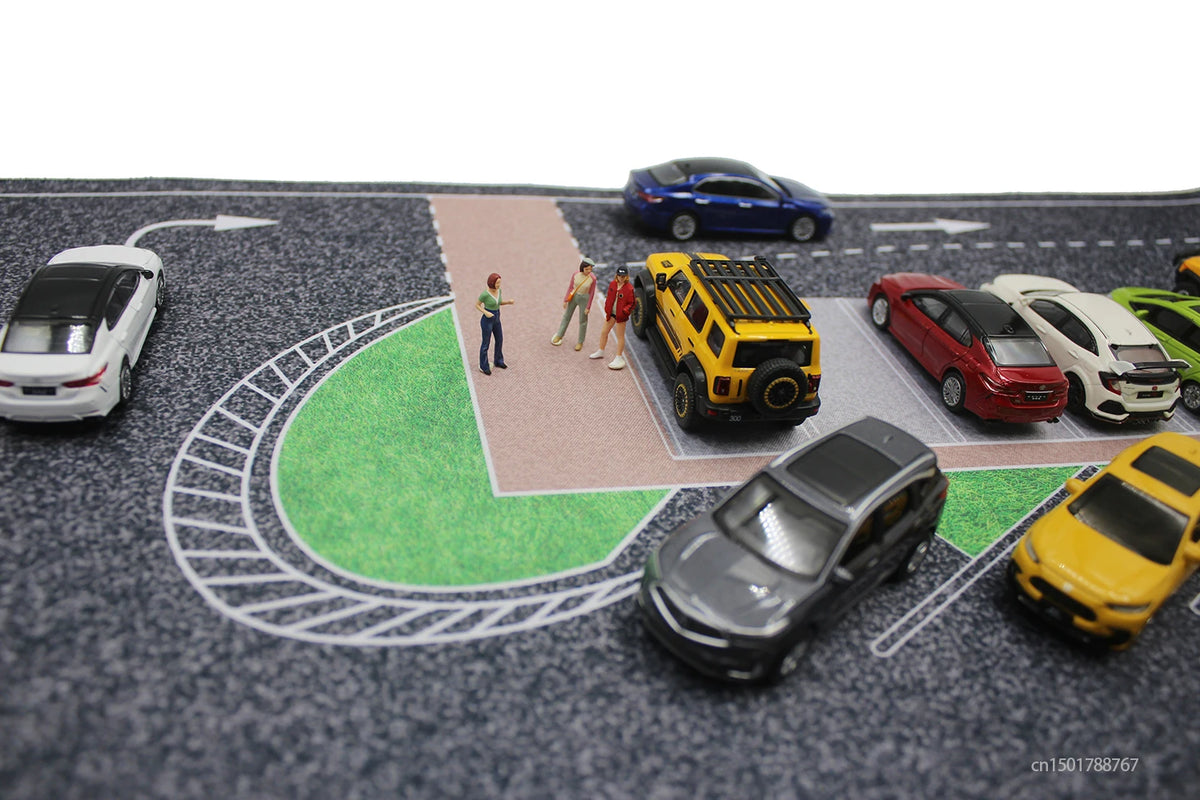 1:64 Scale Parking Road Garage Football Field Toy Mat Mouse Pad For Diecast Car Model Dolls Scene Display