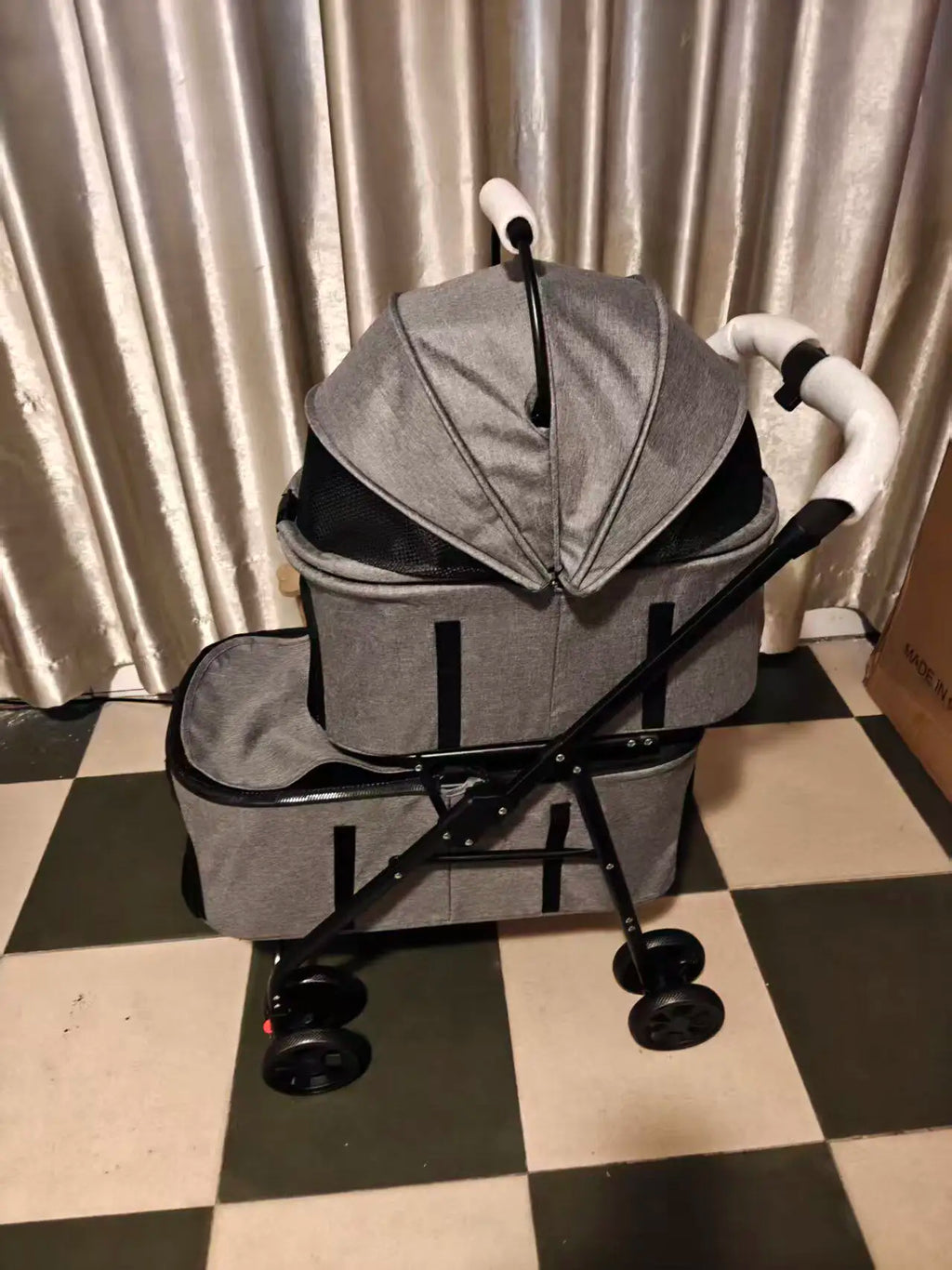 Double Pet Stroller with Detachable Carrier for Medium Small Dogs and Cats Durable Universal Wheels with Brakes Max for 30LBS
