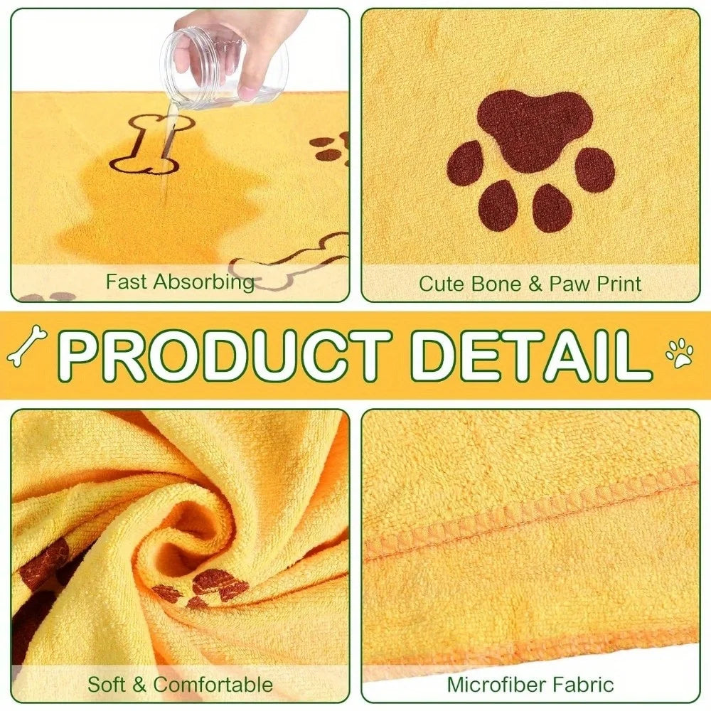 1Pcs Dog Towel Drying Cat Pet Towel Puppy Microfiber Quick-drying Dog Claw Bath Towel Absorbent Medium Dog Pet Bath Blanket