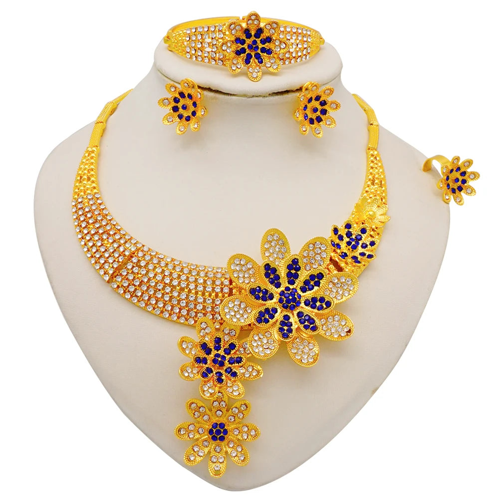 Ethiopian Fashion Women's Jewelry Set African Wedding Jewelry Set Necklace, Bracelet, Earrings, and Ring Set
