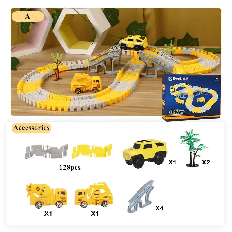 DIY Rail Track Sets Car Race Magic Brain Game Flexible Curved Creates Vehicles Toys Play Game Train Railroad for Child's Gifts
