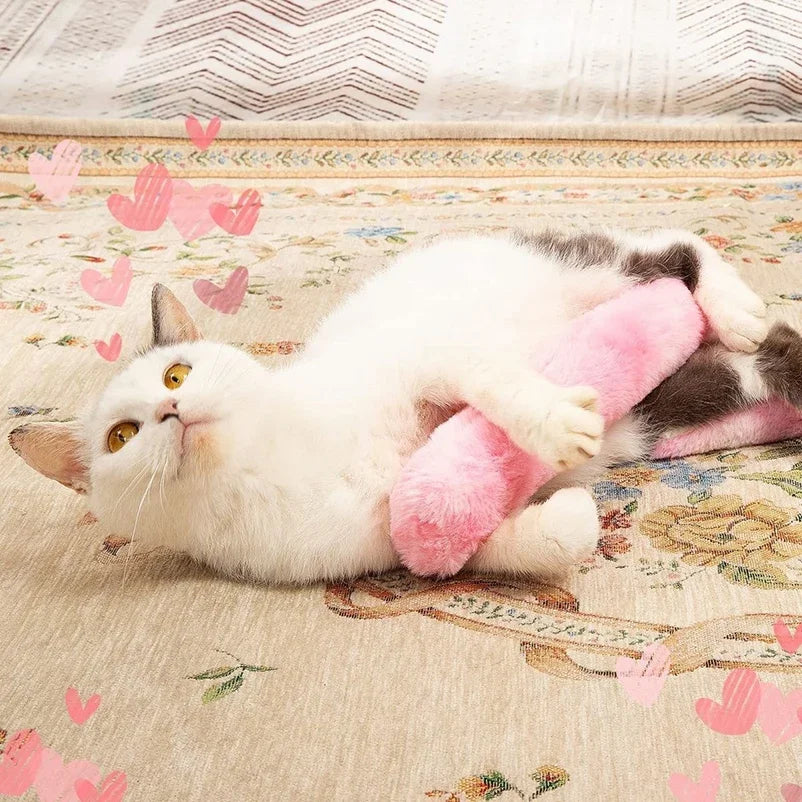 Cat plush gradient pillow toy chewing and teasing sticks, teething sticks, self-entertainment cat toy pillow