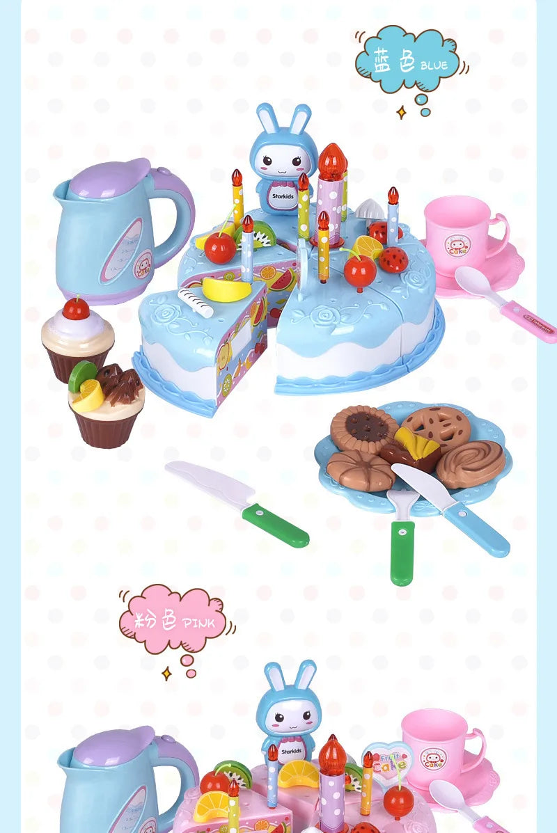 Children Pretend Cake Goodies Play Simulated Kitchen Toys Plastic Cutting Food Kids Toy Object Cognition Boys Girl Birthday Gift