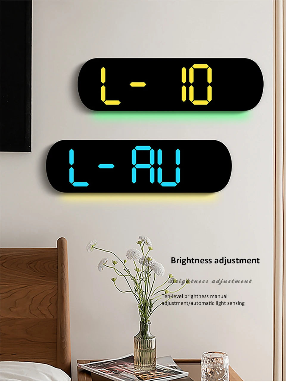 LED Luminous Digital Wall Clock With Remote Control Ambient Lights 14'' Creative RGB Alarm Clock  Date Temp Display  Home Decor