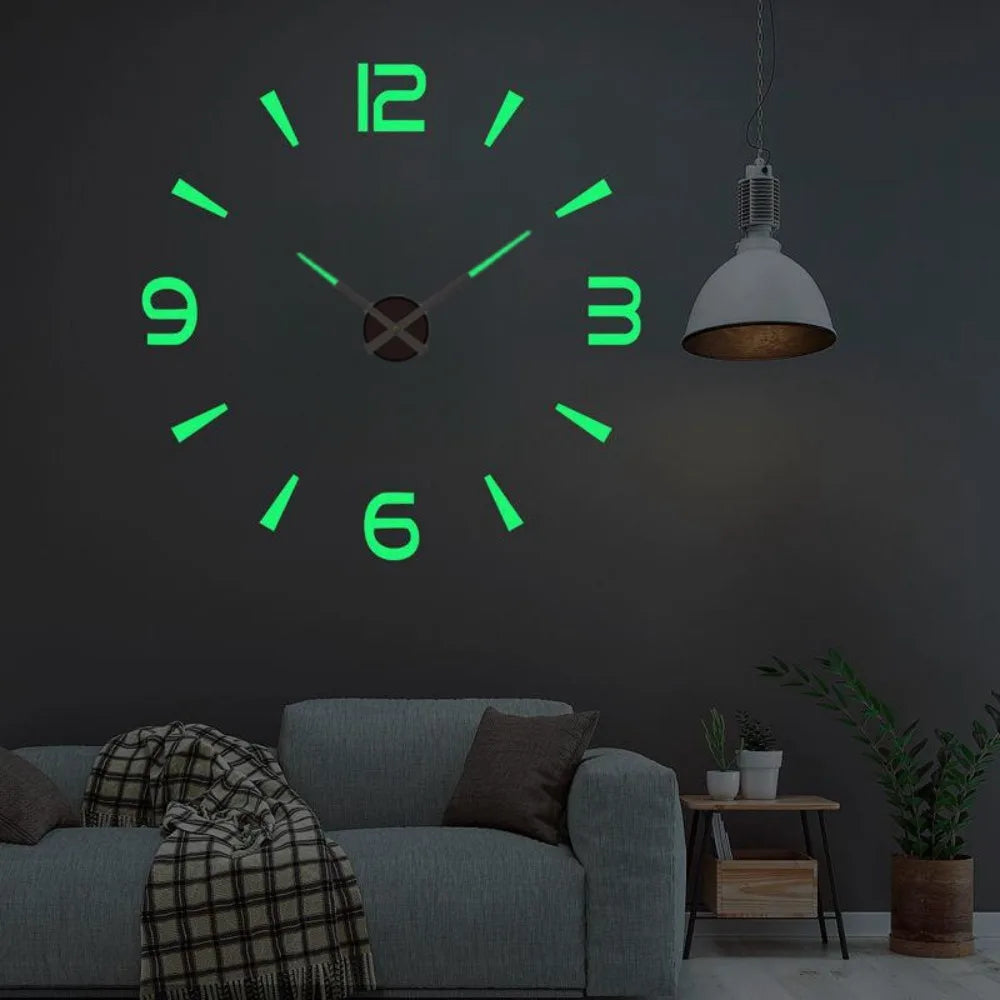 Large 3D Wall Clock Luminous Classic Wall Clocks DIY Digital Clock Wall Watches Stickers Silent Clock for Home Living Room Table