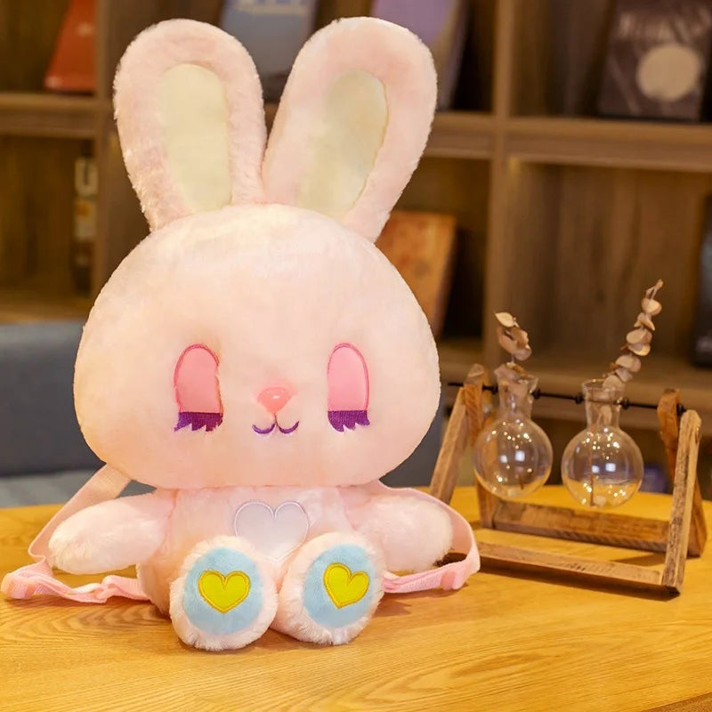 Rabbit Plush Backpack Kindergarten Cartoon School Bag  Children's Coin Purse Fashion All-match Student Diagonal Bag