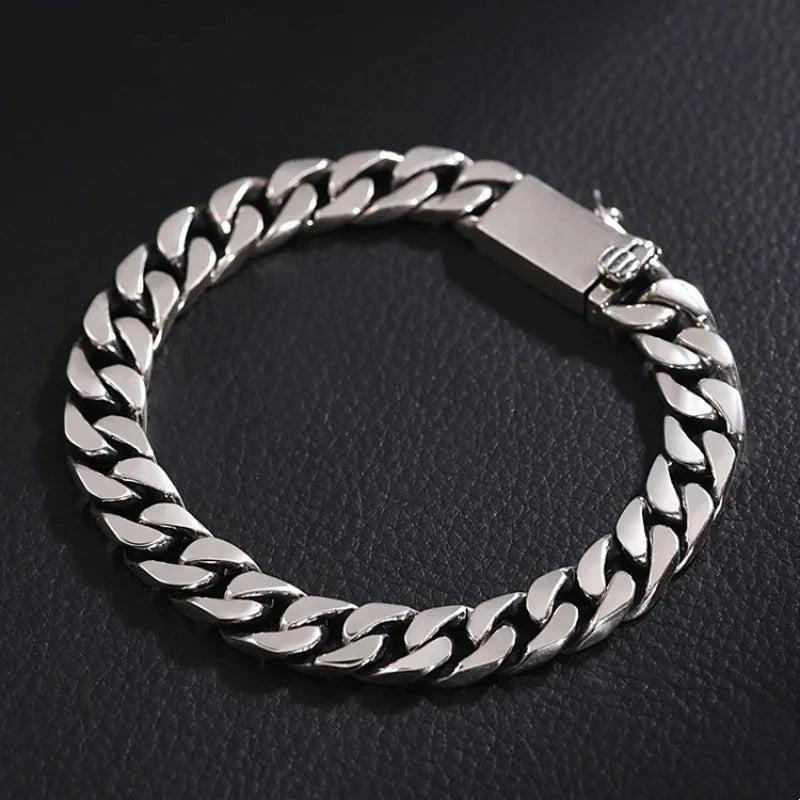 100% S925 Sterling Silver Necklace 7MM 8MM 10MM Punk 925 Silver Chains Original Certified Jewelry Gifts