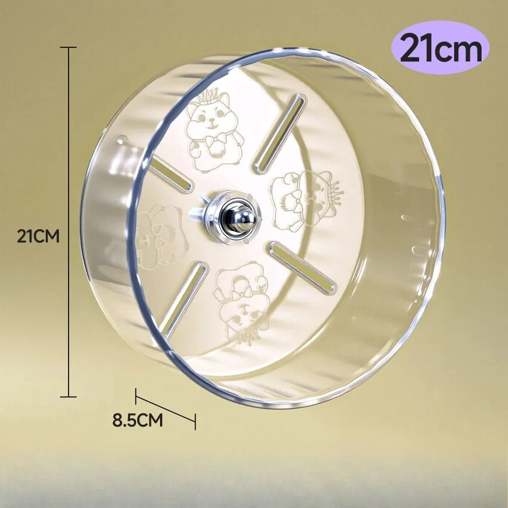 Silent Transparent Hamster Running Wheel Printed Design Small Animal Cage Accessories Suitable for Dwarf Rats And Other Pets