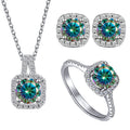JoyceJelly S925 Sterling Silver jewelry for women 1 carat moissanite diamond 3 pieces set necklace ring earrings wedding party