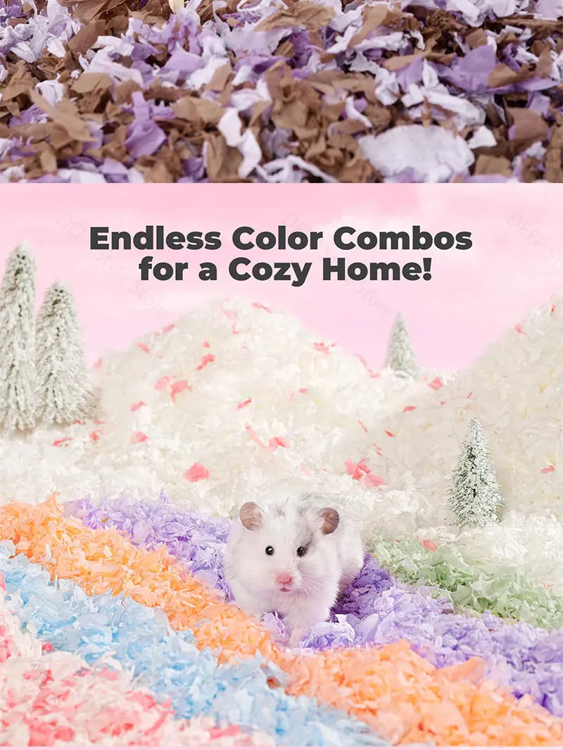 10L/400g Cozy Hamster Bedding Absorbent & Odor-Control Paper Cotton for Syrian Hamsters - Cage Litter & Nesting Material