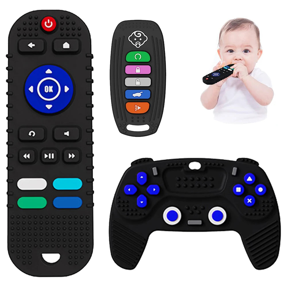 Silicone Baby Teething Toys BPA Free TV Remote Control Shape Teething Toys Chew Relief Soothe Babies Gums for Babies Toddlers