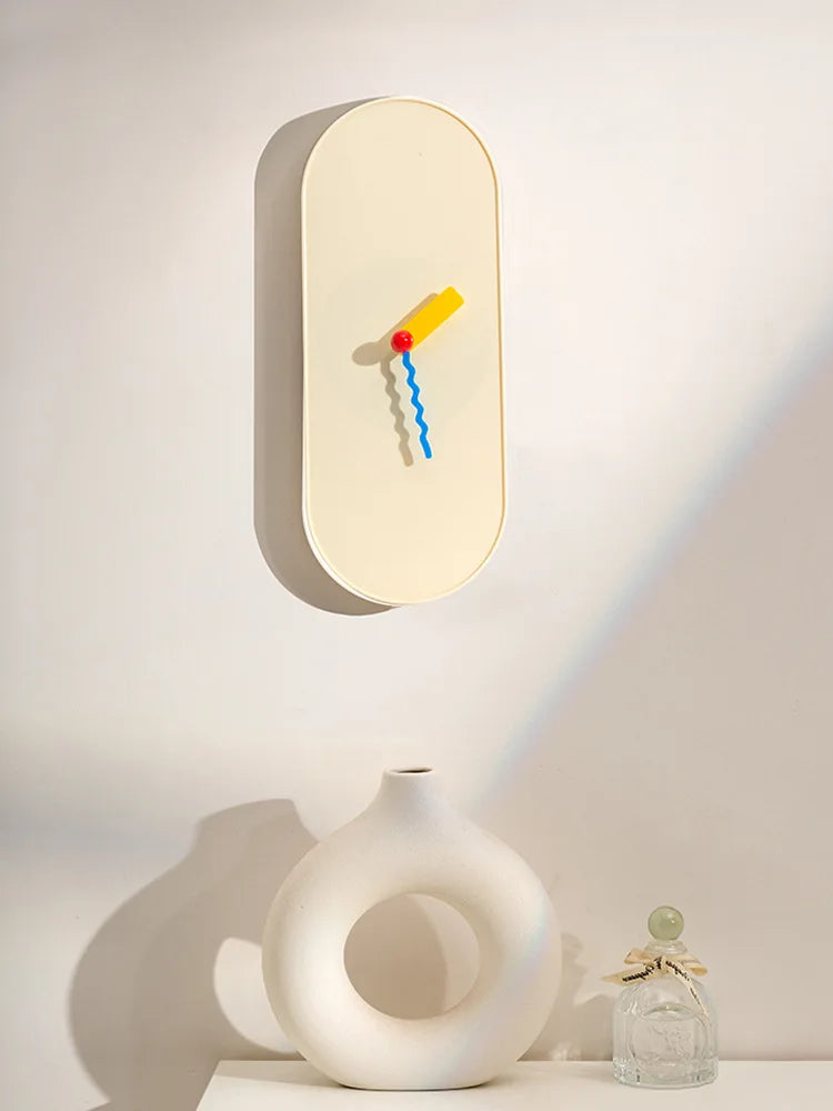 Home Decor Cream Style ABS Wall Clock Living Room Decoration Desktop Silent Wall Clock Vertical Clock