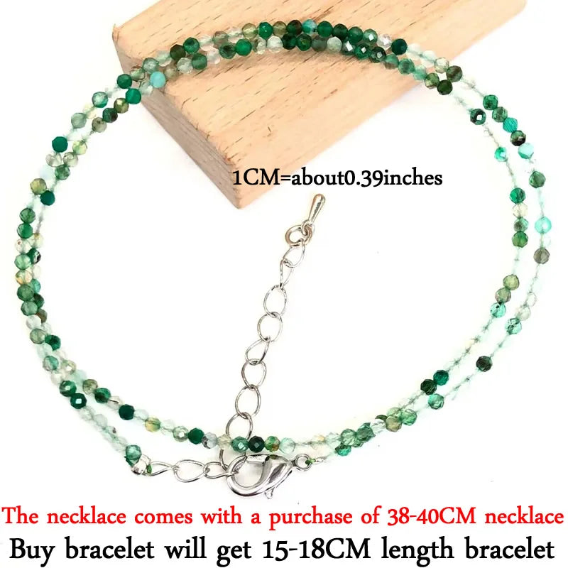 2024 New Boho 2mm Natural Stone Crystal quartz Necklace Bracelet Small Chain Ladies Fashion Accessories Charm Jewelry Accessorie