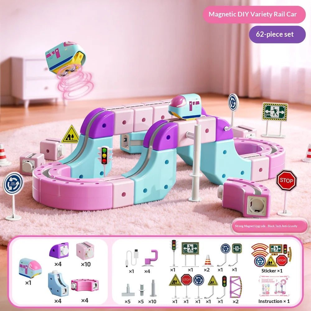 Multi Level Modular Magnetic Levitation Train Track Toy DIY Building Block Anti-Gravity Floating Electric Train Playset