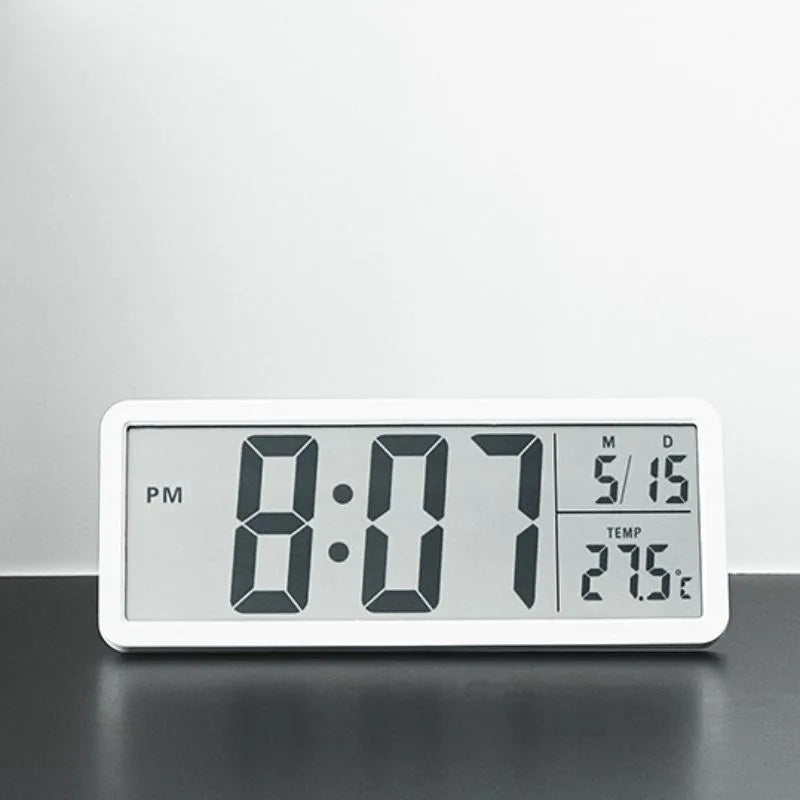 Battery Powered LCD Digital Wall Clock Time Temperature Date Desktop Table Clock With USB Cable 12/24H LCD Clock for Living Room