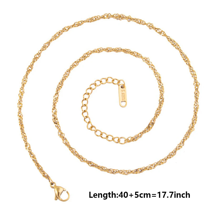 10pcs/Lot Gold Color Stainless Steel Chain 45cm Adjustable Necklace Width 1.2/1.5/1.6/2.2/2.5/3mm Men Women Jewelry Chain Bulk