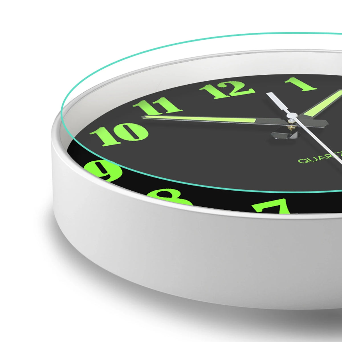 Modern Unique Luminous Plastic Glass Wall Clock, 8-16 Inch Modern Round Silent Luminous Wall Clock, AA Battery Powered, Suitable