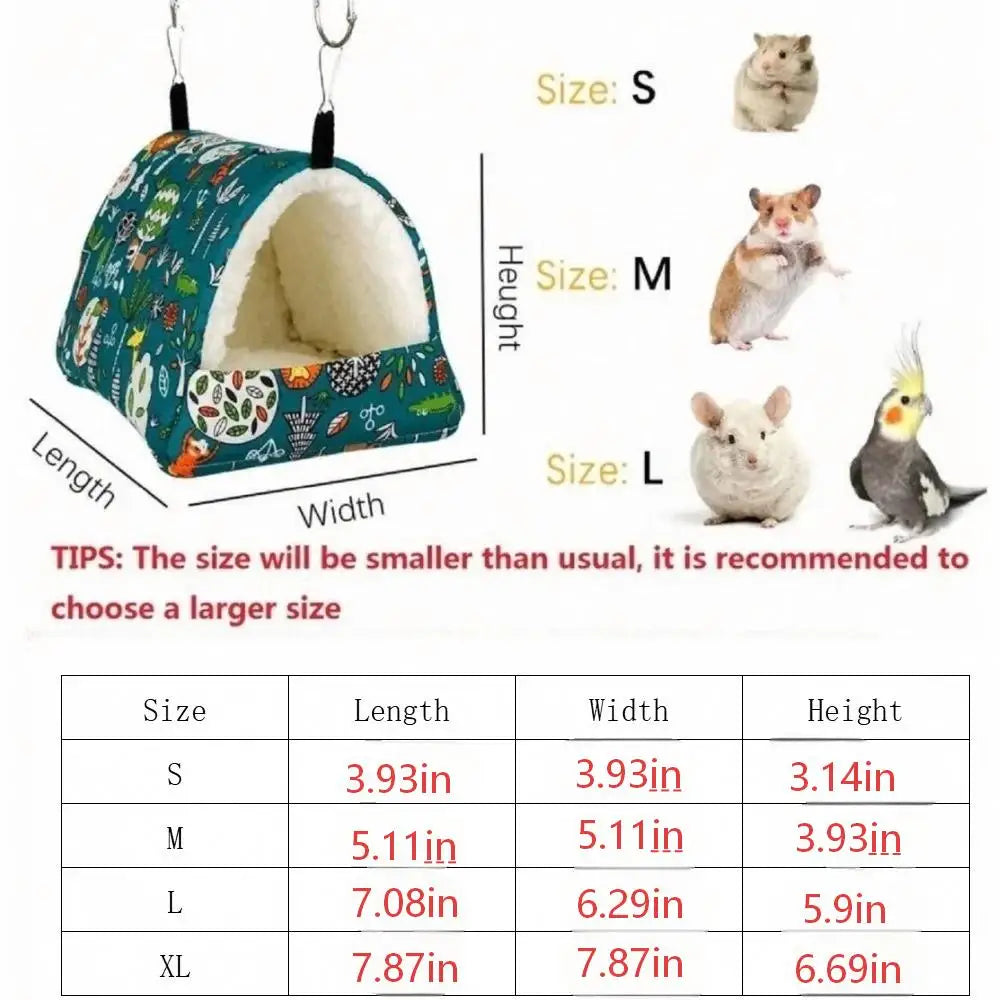 Hamster Warm Fleece Bed Thickened Coral Fleece Hanging Hammock Winter Sleeping Nest for Squirrel Parrot Sugar Glider
