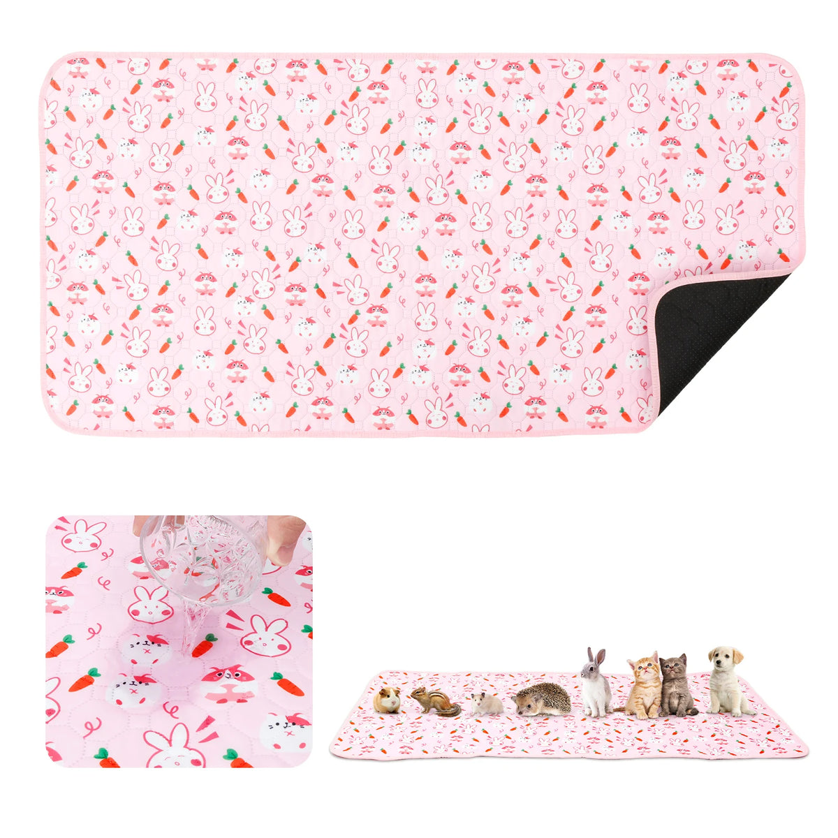Guinea Pig Cage Liners Anti Slip Absorbent Guinea Pig Pee Pads Washable Rabbit Pee Pads Bedding for Small Animals Rabbit Hamster