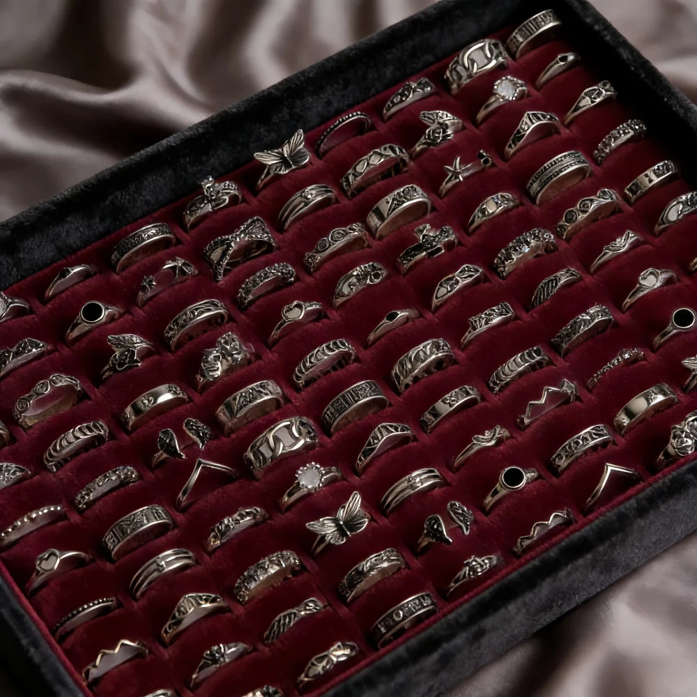 10/20/30/50Pcs/Lot Fashion Vintage Punk Gothic Rings For Women Men Owl Skeleton Animal Hop Party Gifts Fingers Jewelry Mix Style