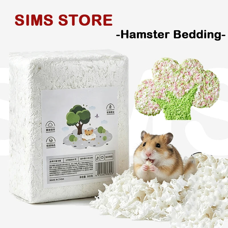 850g Paper Cotton Hamster Bedding Dust-Free Paper Fluff Large Pack Odor Control Super Absorbent Warm Pad for Syrian Hamster