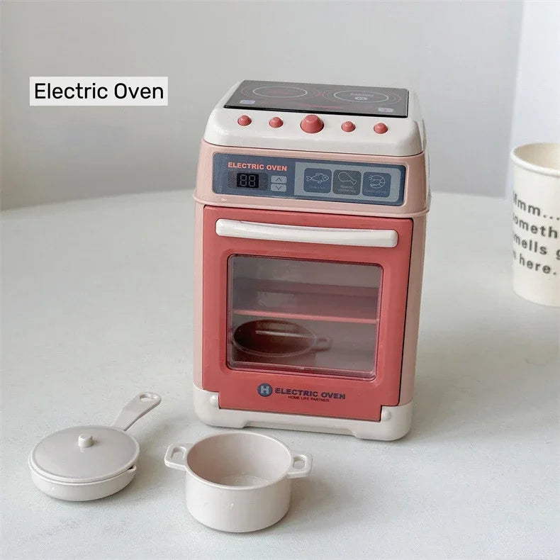 Mini Household Appliances Kitchen Toys Pretend Play Set with Coffee Maker Water Dispenser and Toaster for Kids Boys Girls Gifts
