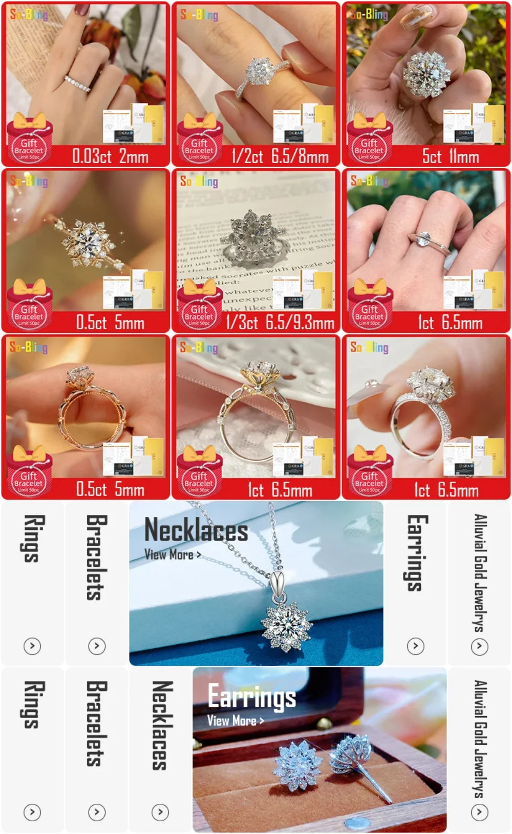 So-Bling 925 Sterling Silver Rings 5ct Moissanite Ring with Gra Certificate for Women's Elegant Fine Gift Party Jewelry