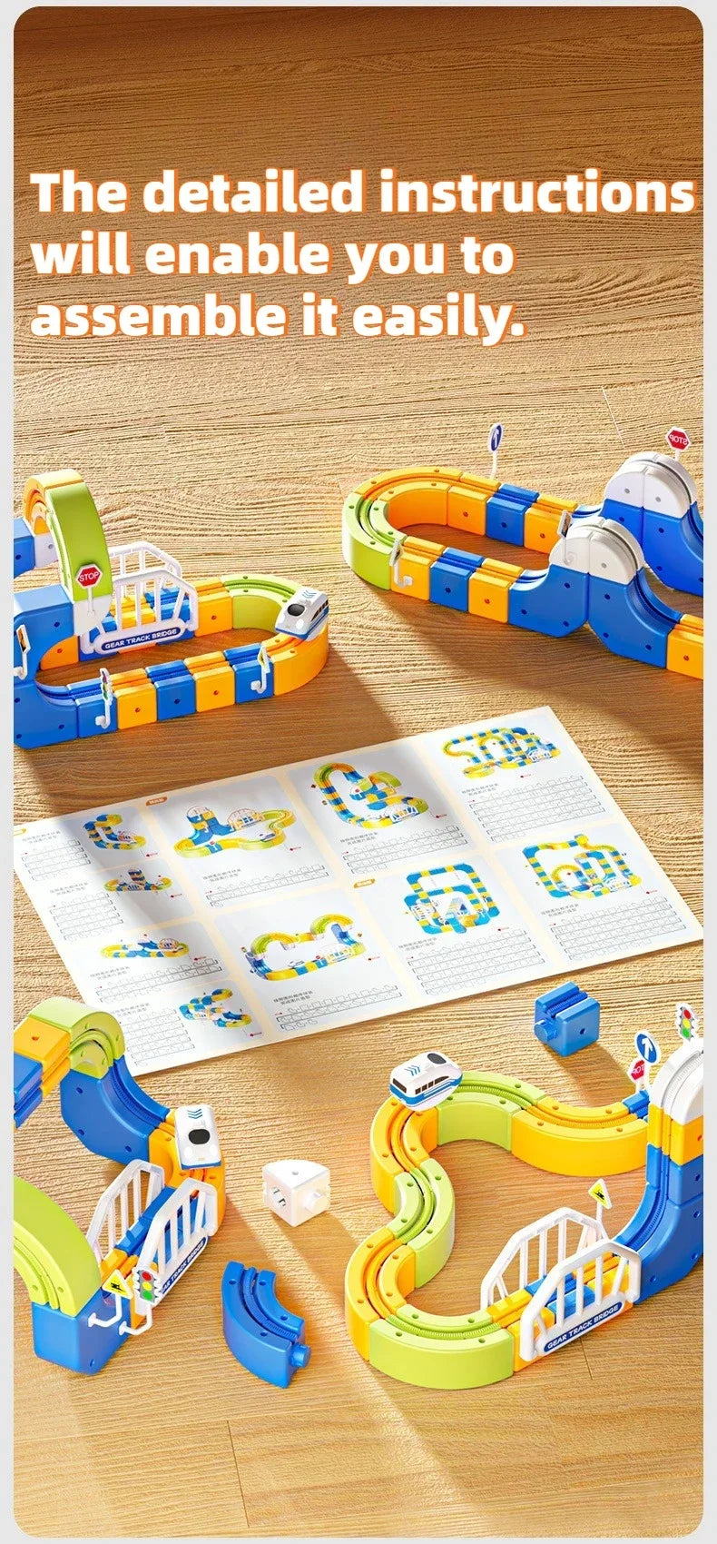 3D Building Track Car Set DIY Buildable Race Track Magnetic Lock Building Blocks, Family Interactive Educational Toy Gift