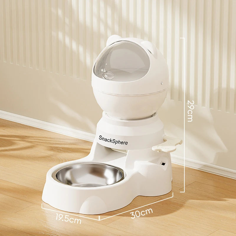 Push-Button Automatic Pet Feeder - Large Capacity Anti-Spill Food Dispenser for Cats & Dogs