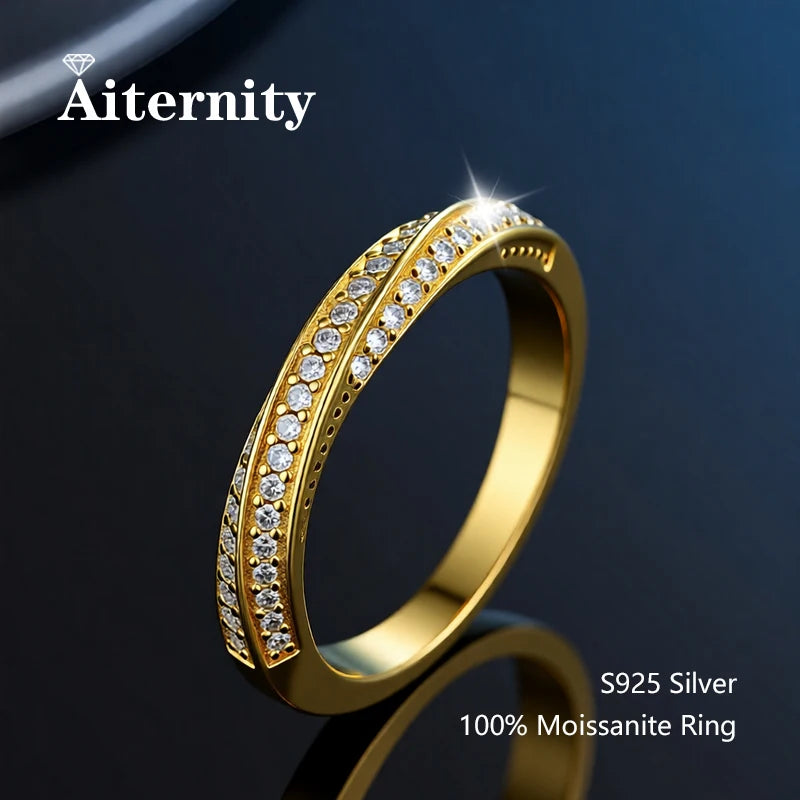 925 Sterling Silver Female Single Tail Ring100% Pass Diamond Tester Pen Moissanite Ring Matching Wedding Diamond Band for Women